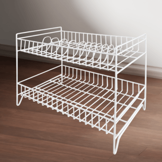 CLOSE ชั้นตะแกรงเหล็กคว่ำจาน 2 ชั้น TT-229 ขนาด 42x32x39 ซม. สีขาว