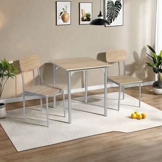 Delicato ชุดโต๊ะอาหาร 2 ที่นั่ง รุ่น Aiko โต๊ะ:70X70X76ซม. เก้าอี้:42X48X87ซม. สีน้ำตาลอ่อน