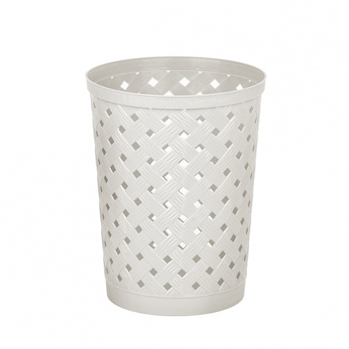 ICLEAN  ถังขยะไม่มีฝาทรงกลม 13 ลิตร TG59715 ขนาด 25.5x25.5x32.5 cm. เทาอ่อน ลายสาน