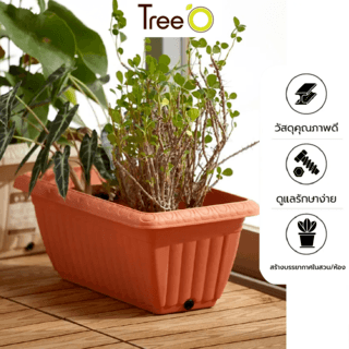 Tree‘O กระถางต้นไม้ทรงสี่เหลี่ยมผืนผ้า รุ่น6PY029-RD ขนาด20x37x15ซม.(10นิ้ว)สีแดง