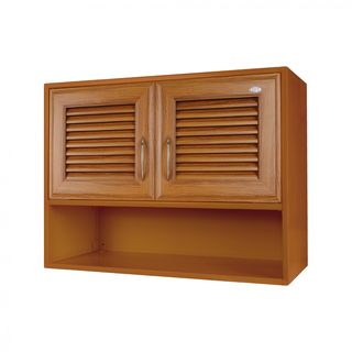 WT ตู้ลอย+ชั้นวางของ ไม้สัก WT-777 สีสัก