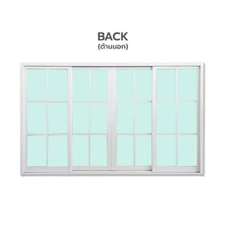 WELLINGTAN หน้าต่างอะลูมิเนียมลายกริด บานเลื่อน FSSF G-WGW1811 180x110ซม. สีขาว พร้อมมุ้ง