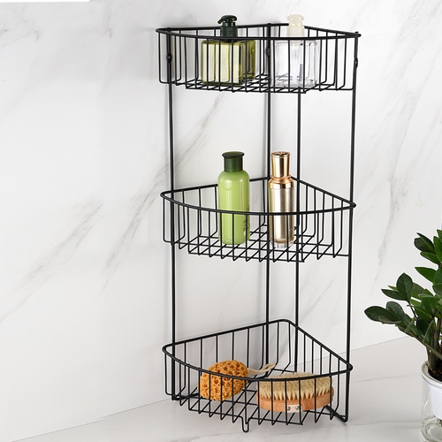 Iris ตะแกรงชั้นวางของอเนกประสงค์เข้ามุม 3 ชั้น รุ่น แมมบา PQS-TQ-212 ขนาด 33x24x65 ซม. สีดำ