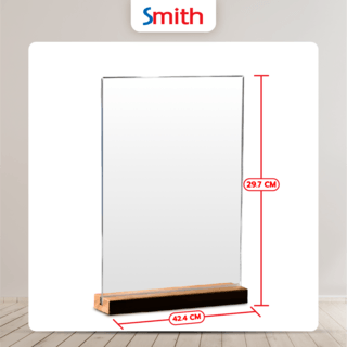 SMITH ป้ายอะคริลิคฐานไม้ A3 แนวตั้ง SH-A3SW ขนาด 29.7x42.4cm