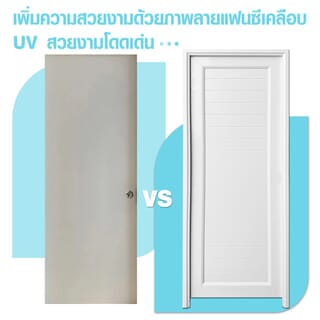 WELLINGTAN ประตู UPVC พร้อมวงกบบานพับ WK-UPL01 70x200ซม. สีขาว (ไม่เจาะลูกบิด)