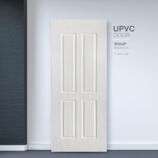 WELLINGTAN ประตูยูพีวีซี บานทึบ 4ฟักตรง UPVC-W004P 80x200ซม. WHITE OAK