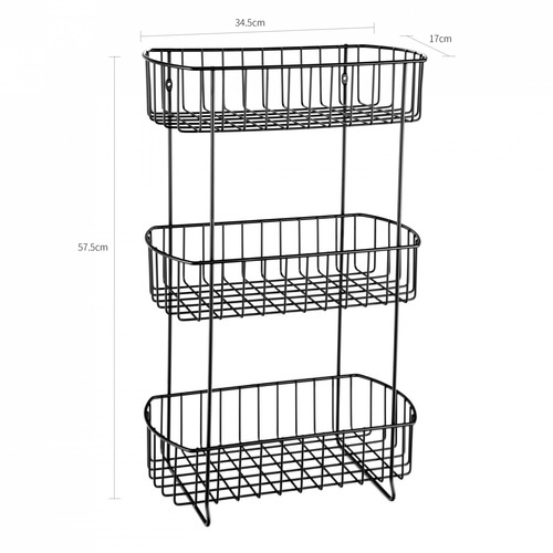 Iris ตะแกรงชั้นวางของอเนกประสงค์ 3 ชั้น รุ่น แมมบา PQS-TQ-219 ขนาด 34x17x57 ซม. สีดำ