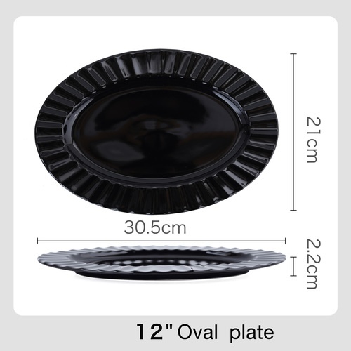 ADAMAS จานเปลเซรามิค 12 นิ้ว SNOOZE-BL03 สีดำ