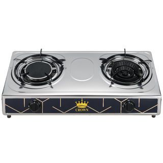 CROWN เตาแก๊สตั้งโต๊ะหน้าสเตนเลส 2 หัวเตาผสม รุ่น ROLANDA