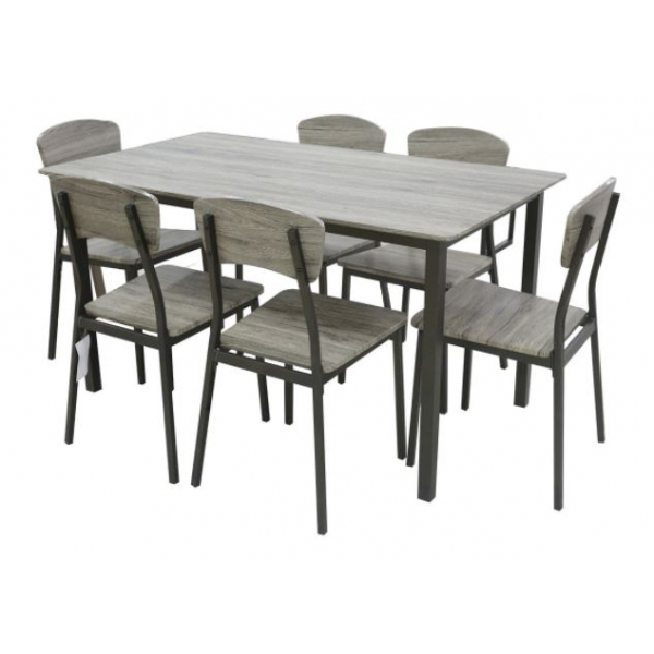 Delicato ชุดโต๊ะอาหารพร้อมเก้าอี้ 6 ที่นั่ง รุ่น Mocca สีน้ำตาล (1/2) 