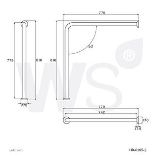 ราวมือจับกันลื่นข้างโถสุขภัณฑ์ HR-6105-2