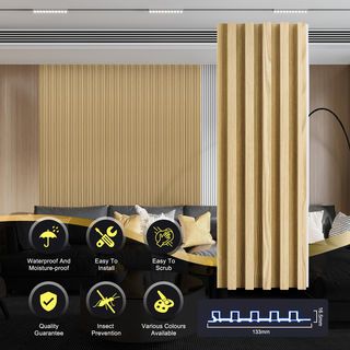 GREAT WOOD ไม้ฝ้าระแนง WPC W140  13.3x290x1.65 ซม. Light brown