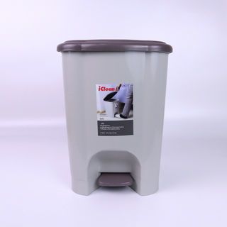 ICLEAN ถังขยะขาเหยียบเหลี่ยม 15 ลิตร ขนาด 27x32x37 ซม. รุ่น 5647 สีเทา