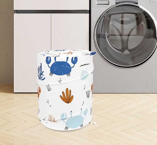 Primo ตะกร้าผ้าโพลีเอสเตอร์ลายปู รุ่น ล็อบสเตอร์ 3XMYL-015 ขนาด 42x42x50 ซม. คละสี