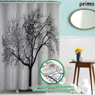 Primo ม่านห้องน้ำโพลีเอสเตอร์ ลายต้นไม้ รุ่น DDF005 ขนาด 180x180 ซม. สีดำ