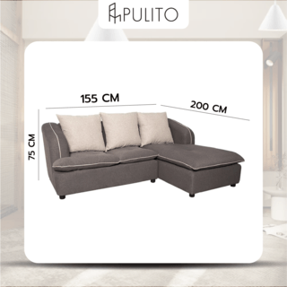 PULITO โซฟา L-Shape เข้ามุมซ้ายรุ่น โมอาน่า  ขนาด 200x155x75 ซม. พร้อมหมอนอิง สีน้ำตาล