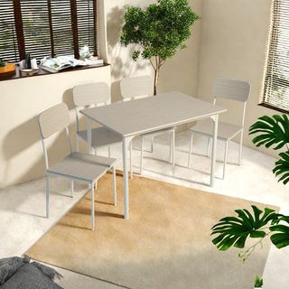 DELICATO ชุดโต๊ะอาหาร 4 ที่นั่ง รุ่น Nana โต๊ะ:110X70X76ซม. เก้าอี้:42x 48 x 87ซม. สีไม้ธรรมชาติ 