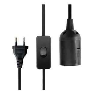 EILON ขั้วห้อยหลอดไฟ ขั้ว E27 พร้อมสายไฟปลั๊กเสียบ ยาว 1m มีสวิตซ์เปิด-ปิด รุ่น DTX-2580 สีดำ