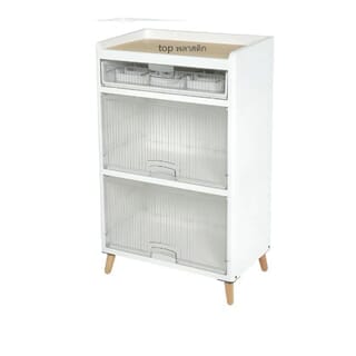 GOME ตู้บานเปิด 3 ชั้น ขาไม้ RMIER 7056-4 ขนาด 58x35x93.5 ซม. สีขาว