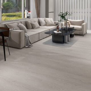 แผ่นปูพื้น SPC Click lock 230x1500x5มม +1มม IXPE  รุ่น AMG7141-6  สี light grey (2.07ตรม./6แผ่น) 