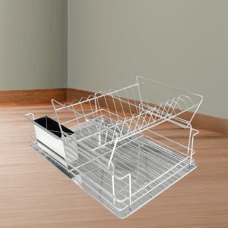 CLOSE ที่คว่ำจาน 2 ชั้น 47X33X22.5 ซม. MIRIN สีเงิน