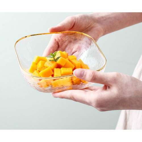 ADAMAS ถ้วยแก้วทรงเหลี่ยมขอบทอง 4นิ้ว JORINA-G