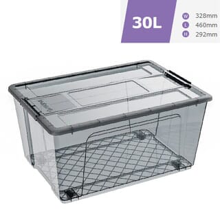INABOX กล่องเก็บของอเนกประสงค์ 30L มีล้อ รุ่น Eday-N80636BK ขนาด 32.5x46x29.2 cm. สีใส