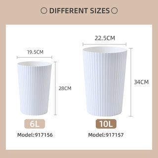 ICLEAN ถังขยะไม่มีฝาทรงกลม 10 ลิตร รุ่น 917157 ขนาด 22.5×22.5×34 ซม. สีขาว