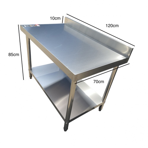 CROWN โต๊ะเตรียมสเตนเลส 2 ชั้น 120x70x85+10 ซม. S1270