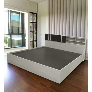 DELICATO เตียงนอน รุ่นมาลีน ขนาด6 ฟุต สีเมเปิ้ล/ผ้าเทา