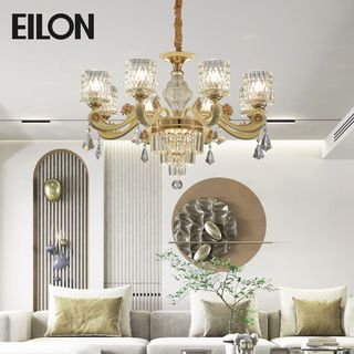 EILON โคมไฟแขวนคริสตัล 8 ช่อ 60W ขนาด D80*50cm รุุ่น MD8665/8 สีขาว