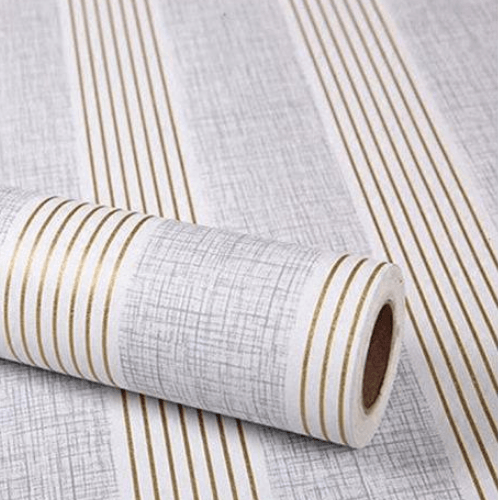 TAPIO วอลเปเปอร์แบบมีกาว 45x1000ซม. ลายทาง BYD010 สีเหลืองเทา