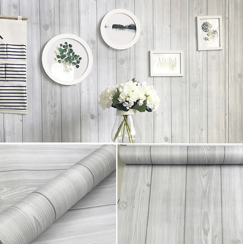 TAPIO วอลเปเปอร์แบบมีกาว  45x1000 ซม. ลายไม้ BYD014 สีเทา