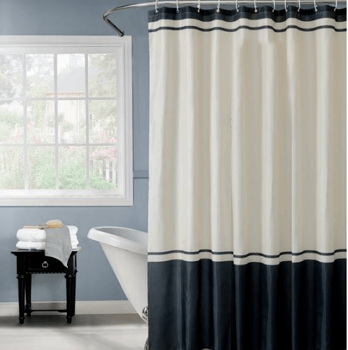 Primo ม่านห้องน้ำโพลีเอสเตอร์ ลายทาง รุ่น 231338 ขนาด 180x180 ซม. สีดำ