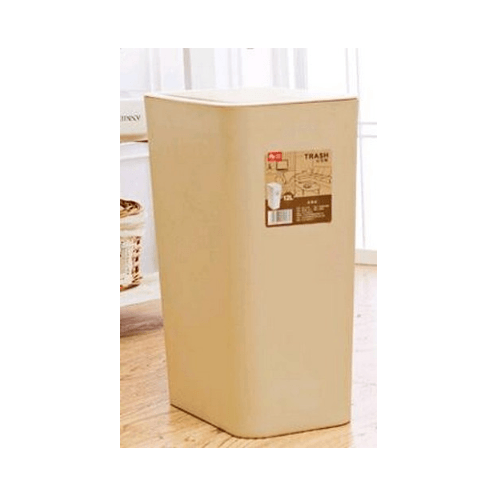 ถังขยะทรงเหลี่ยมฝากด รุ่น ZXHL004-KK ขนาด 12L สีกากี