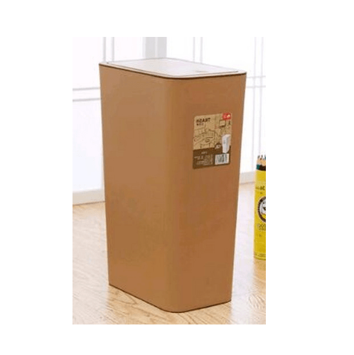 ถังขยะทรงเหลี่ยมฝากด รุ่น ZXHL004-CF ขนาด 12L สีกาแฟ