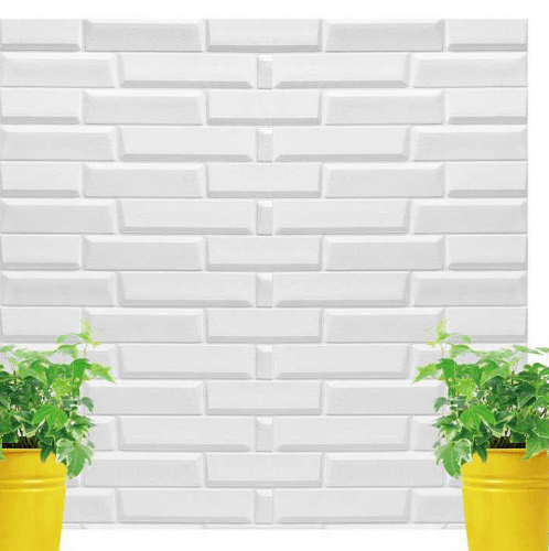 Wallpaper ជាប់នឹងជញ្ជាំង DIY ស៊េរី OB-Brick ពណ៌ស