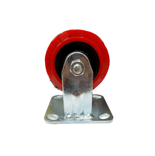 KAMPER ลูกล้อโพลียูรีเทน (PU) แป้นตาย- มีเบรค รุ่น 1053-100B 4 นิ้ว