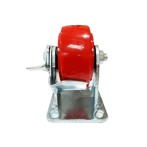 KAMPER ลูกล้อโพลียูรีเทน (PU) แป้นตาย- มีเบรค รุ่น 1053-100B 4 นิ้ว