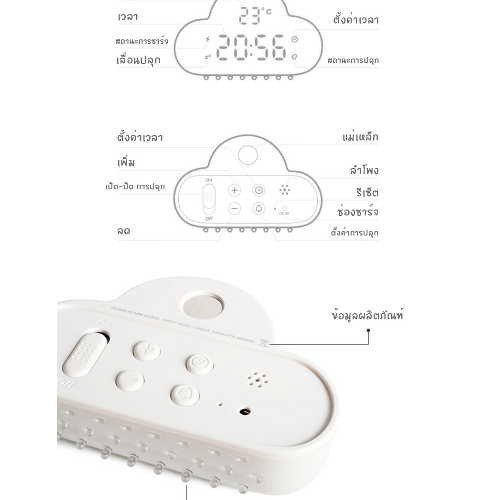 นาฬิกาปลุกก้อนเมฆ สีขาว รุ่น JX01 WHITE INOVA 