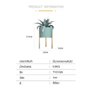 DELICATO ชั้นวางกระถางต้นไม้ รุ่น TY01GN  ขนาด 20x20x37.5ซม. สีเขียว