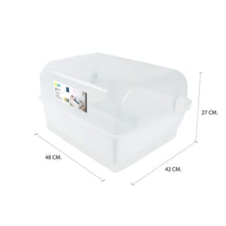 GOME ที่คว่ำจานพร้อมฝาครอบ 42x48x27 ซม. สีขาว