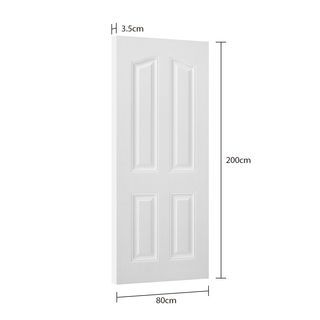 WELLINGTAN ประตูภายนอก UPVC บานทึบ 4ฟัก รุ่น UPVC-WE004 ขนาด 80x200ซม. สีขาว (ไม่เจาะลูกบิด)
