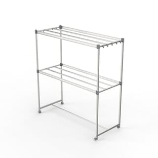 SAKU ราวตากผ้าอลูมิเนียมมีล้อเลื่อน รุ่น JS1238A ขนาด 60x150x160 ซม. สีเงิน