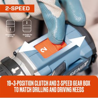 SENIX สว่านกระแทกไร้สาย Brushless 13 มม. 20V(Max) (พร้อมแบตเตอรี่ 2.0Ah 2 ก้อน) รุ่น PDHX2-M2-EU สีน้ำเงิน - ดำ