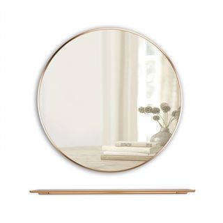 Nice ชุดกระจกอะลูมิเนียม ทรงกลม พร้อมถาด 60X60 ซม. รุ่น แองเจล่า-โกล สีทอง