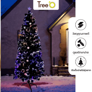 Tree’O ชุดต้นคริสต์มาส พร้อมไฟตกแต่งและของประดับ รุ่นCT008 ขนาด90×90×210 ซม. สีเขียว