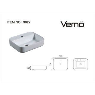 Verno อ่างล้างหน้าวางบนเคาน์เตอร์ก๊อกบนอ่าง ขนาด 50x40x14 ซม. รุ่น เวนิส 9027