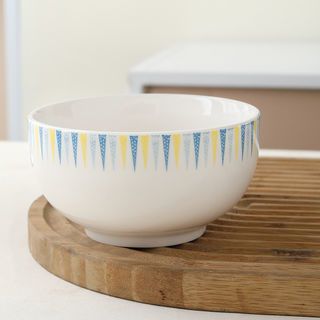 ADAMAS ถ้วยเซรามิค 4.5 นิ้ว ลายสามเหลี่ยม ALIN สีขาว