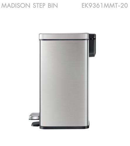 EKO ถังขยะสเตนเลสเหยียบเหลี่ยม 20 ลิตร รุ่น MADISON EK9361MMT-20 ขนาด 33.30x30.20x43.50 ซม. สีเงิน